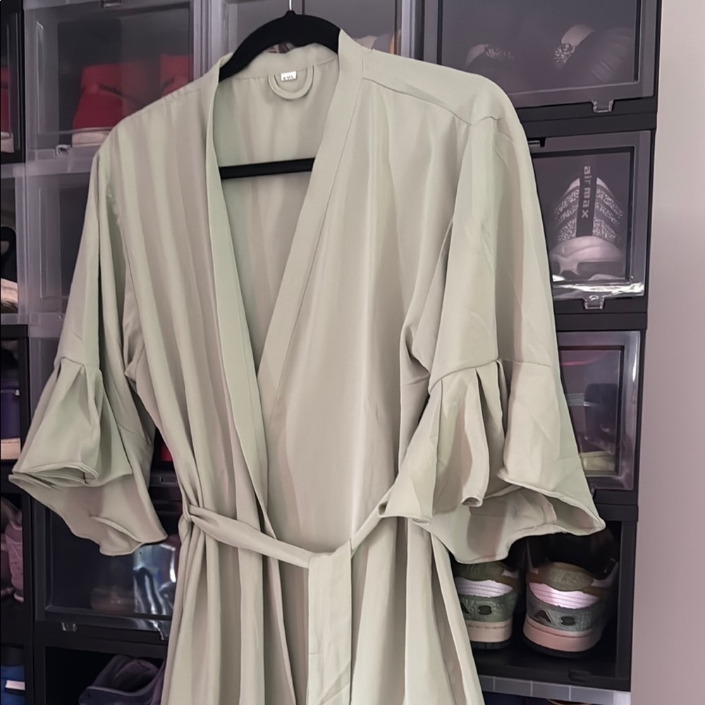 Source Unknown Green Wrap Robe Intimates - Picture 2 of 4
